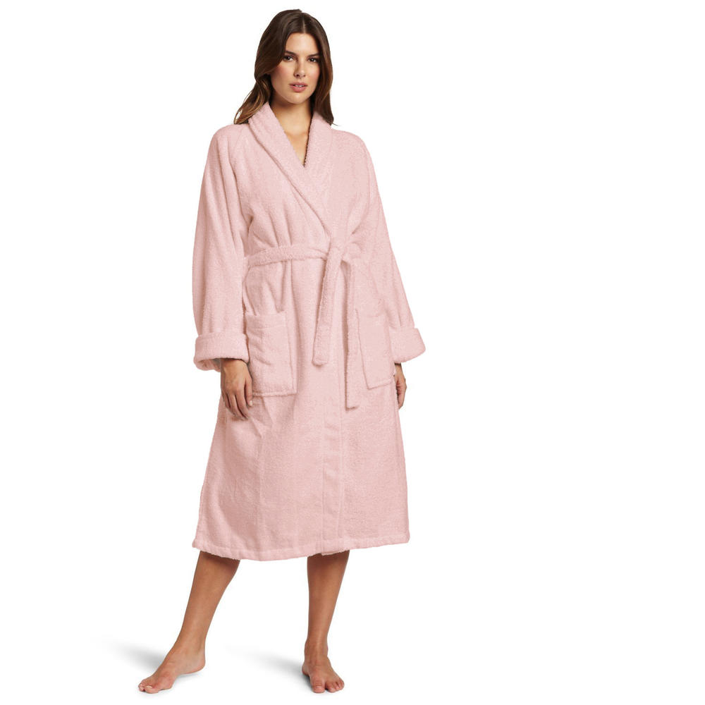 Blue Nile Mills Long-Staple Solid Cotton Terry Design Casual Adult Bathrobe