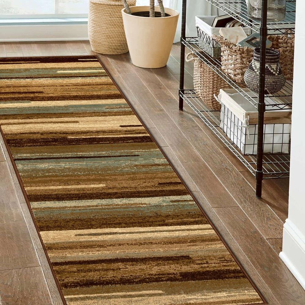 Blue Nile Mills Contemporary Stripes Abstract Runner Rug Kid & Pet