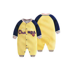 Unomatch Baby Boys Warm Snap Button Long Sleeve Cute Printed Round Neck Autumn Season Romper