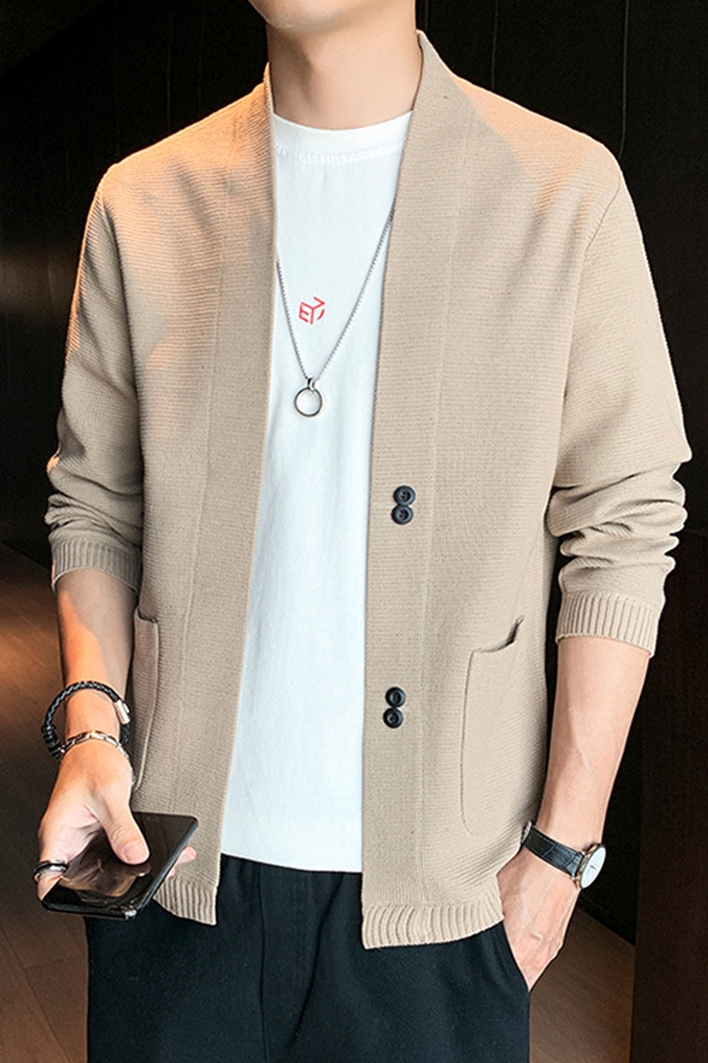 Unomatch Men Loose Solid Pattern Long Sleeve Warm Winter Outing & Casual Amazing Cardigan