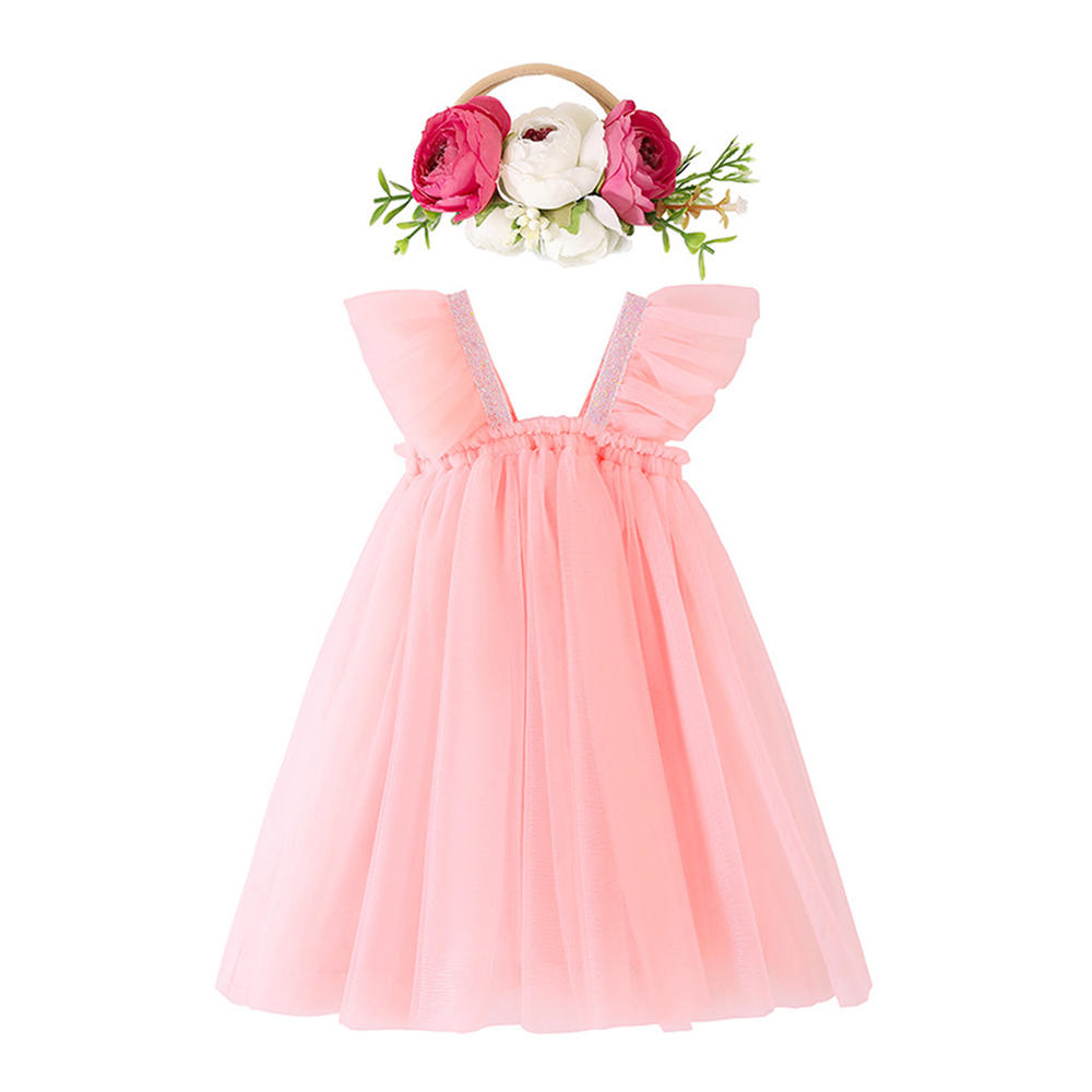 Unomatch Toddler Baby Girls Amazing Flying Sleeve Square Neck Thin Comfortable Princess Party Dress
