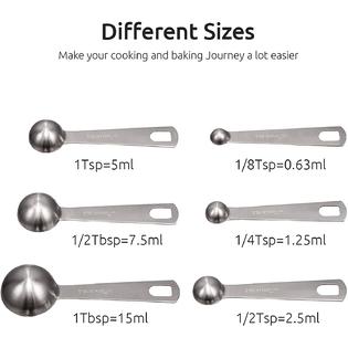 Measuring Spoon In 18/8 Stainless Steel Set Of 6 Kitchen Measuring Spoons: 1/8  Tsp, 1/4 Tsp, 1/2 Tsp, 1 Tsp, 1/2 Tbsp & 1 Tbsp For Baking Liquid And S