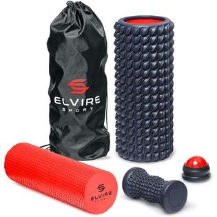 Foam Roller for Physical Therapy | Deep Tissue Muscle Roller Set - Includes: Back Roller x2, Massage Roller, Massage Ball, Foot Roller - Foam Roller for Back, Neck, Feet & Leg Roller | ELVIRE SPORT