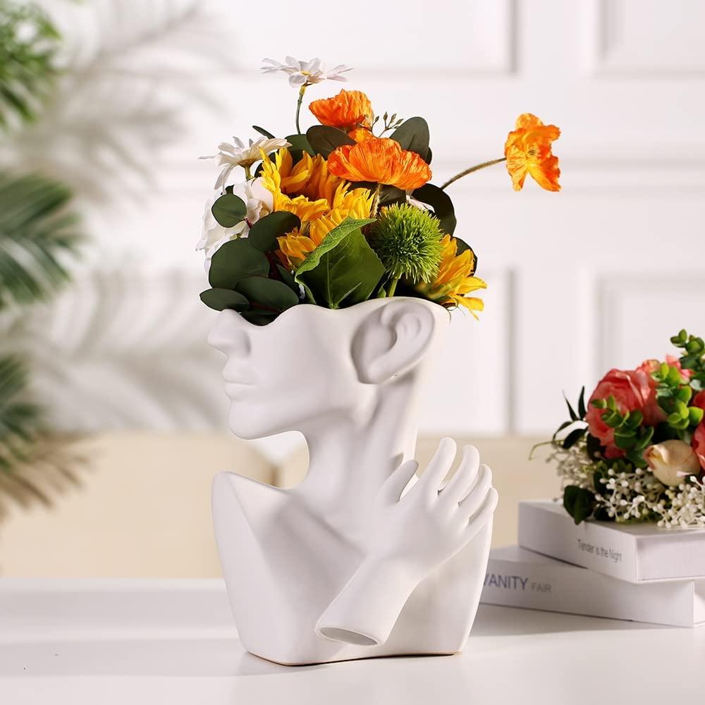 Fatty Bee Face Vase, Head Vase, Face Planter, Bust Statue, Body Vase