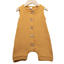 XM153 Yellow Cotton Linen Sleeveless Single Breasted Romper