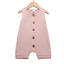 XM149 Pink Cotton Linen Sleeveless Single Breasted Romper