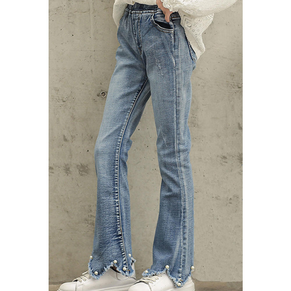 Unomatch Kids Girls Thin & Stretchable Elasticated High-Waist Fancy Ankle Relaxed Fit Denim Jeans