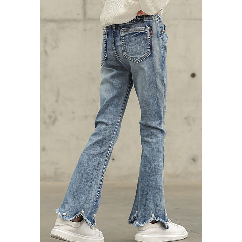 Unomatch Kids Girls Thin & Stretchable Elasticated High-Waist Fancy Ankle Relaxed Fit Denim Jeans