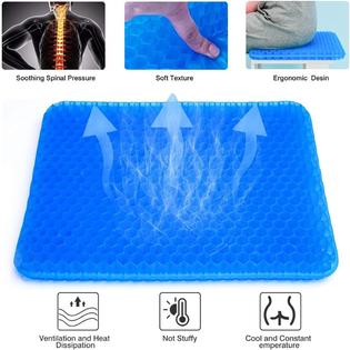 Gel Seat Cushion, Cooling seat Cushion Thick Big Breathable Honeycomb  Design Absorbs Pressure Points Seat Cushion with Non-Slip Cover Gel Cushion  for