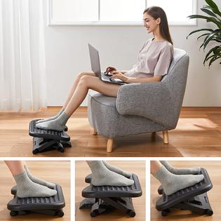 Adjustable Footrest Under Desk Support Footstool Ergonomic Foot Rest for  Home and Office with Massage Textured Surface and Height Adjustment Button