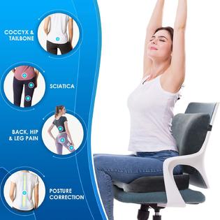 Qutool Coccyx Orthopedic Seat Cushion and Lumbar Support Pillow for Office Chair Memory Foam Car Seat Cushion Ergonomic Desk Chair Cushion, Size