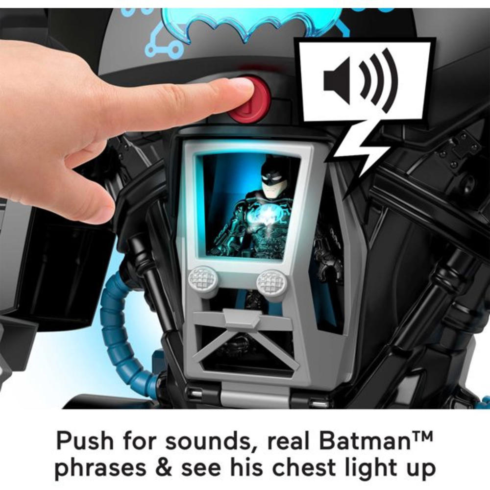 Imaginext DC Super Friends Batman Toy, 2-in-1 Robot & Playset with Lights & Sounds, Bat-Tech Batbot