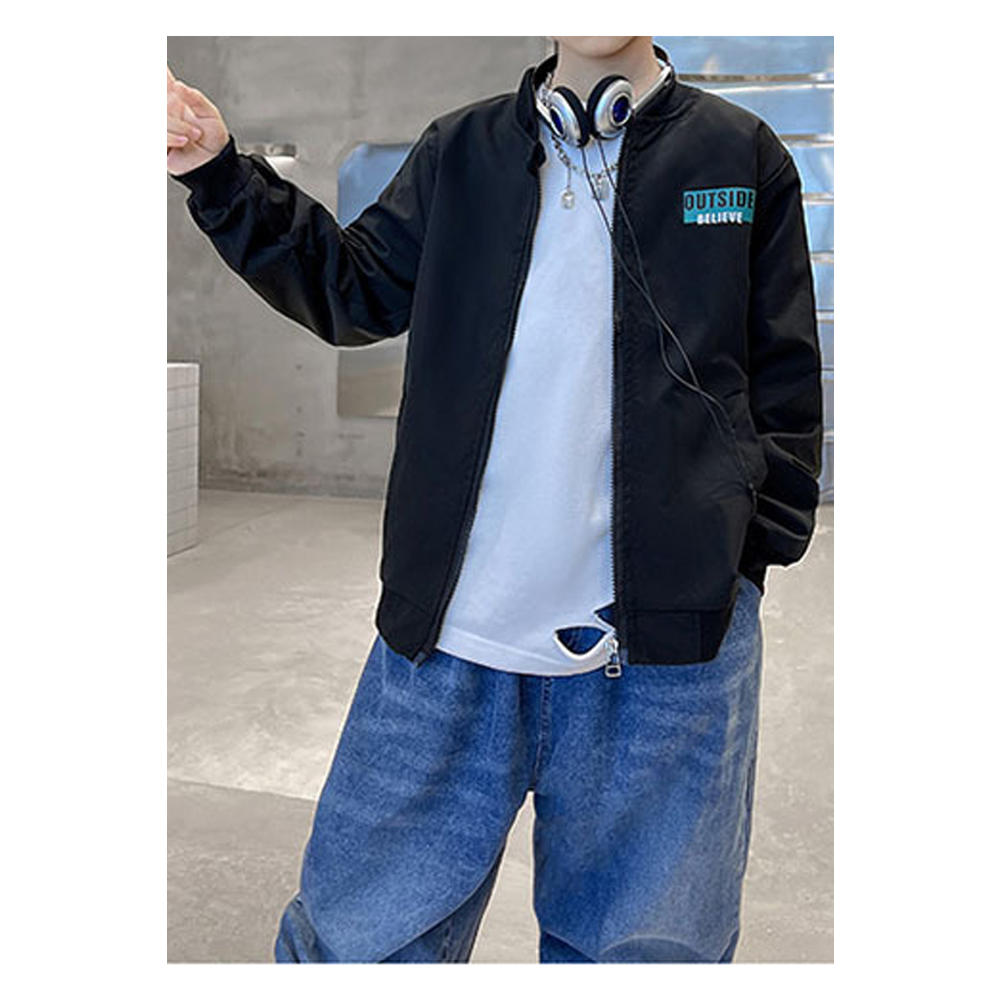 Unomatch Kids Boys Superb Back Letter Pattern Long Sleeve Side Pockets Winter Jacket