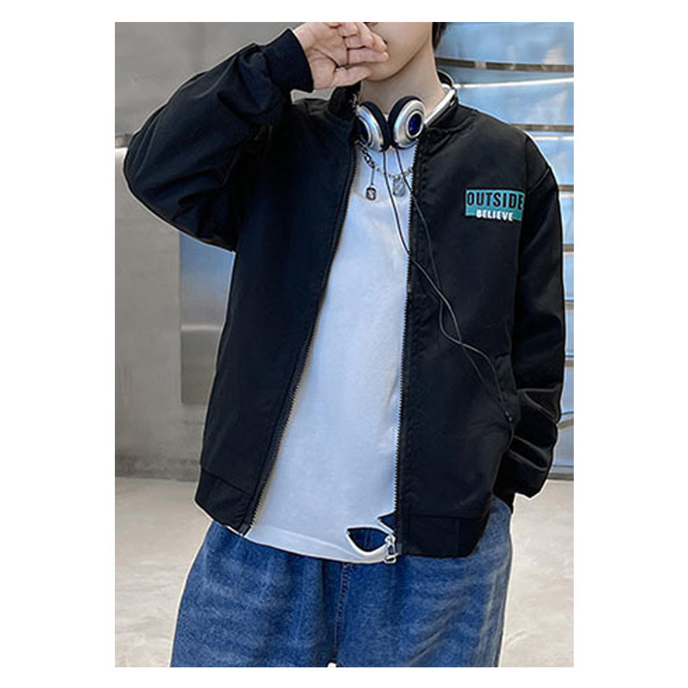 Unomatch Kids Boys Superb Back Letter Pattern Long Sleeve Side Pockets Winter Jacket