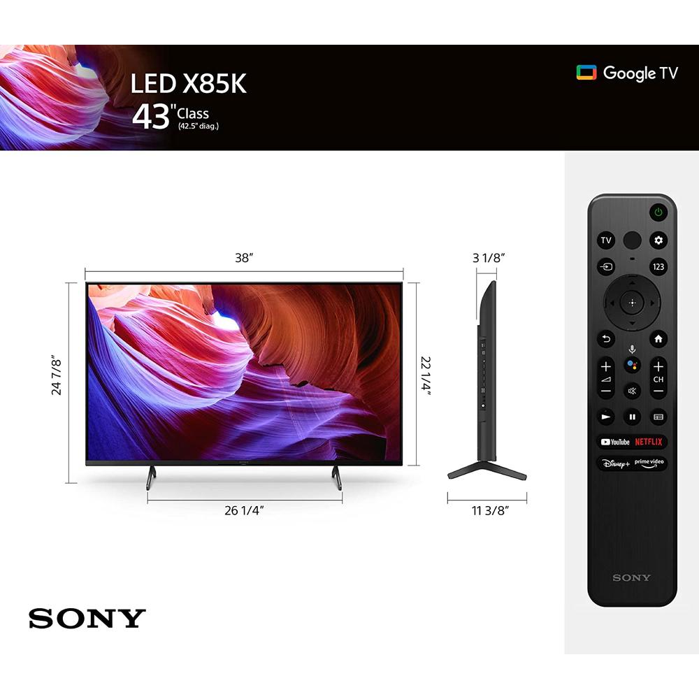 Sony 55 Inch 4K Ultra HD TV X85K Series: LED Smart Google TV with Dolby Vision HDR and Native 120HZ Refresh Rate KD55X85K- 2022 Mode