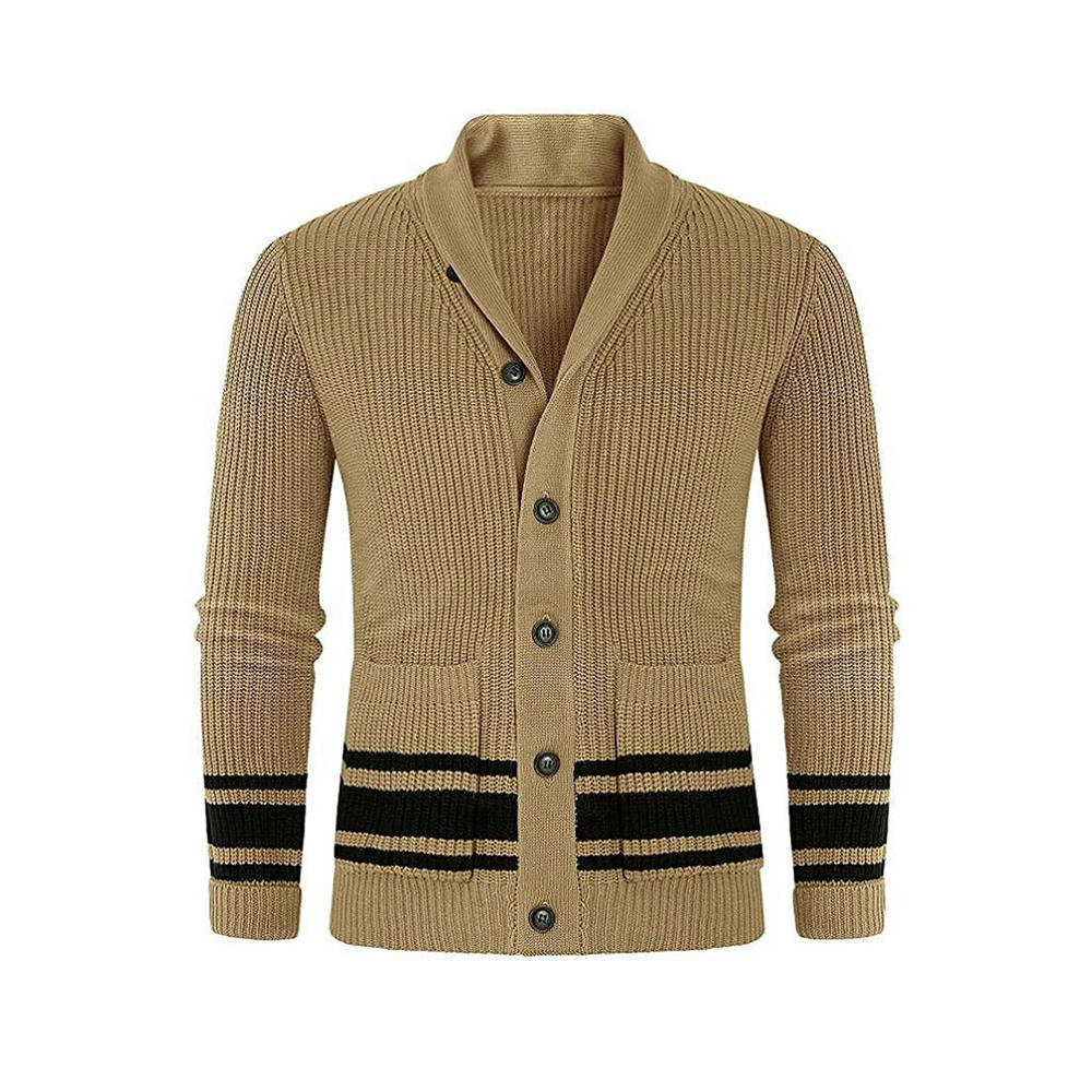 ZaraBeez Men Classy Knitted Style Comfy Standup Collar Long Sleeve Useful Flap Pockets Thick & Warm Cardigan