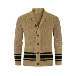 Unomatch Men Classy Knitted Style Comfy Standup Collar Long Sleeve Useful Flap Pockets Thick & Warm Cardigan