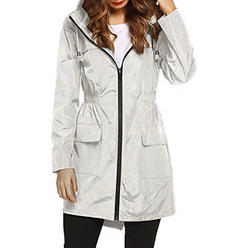 Unomatch Women Trendy Solid Colored Windproof Long Sleeve & Hat Neck Winter Mid-Length Casual Jacket