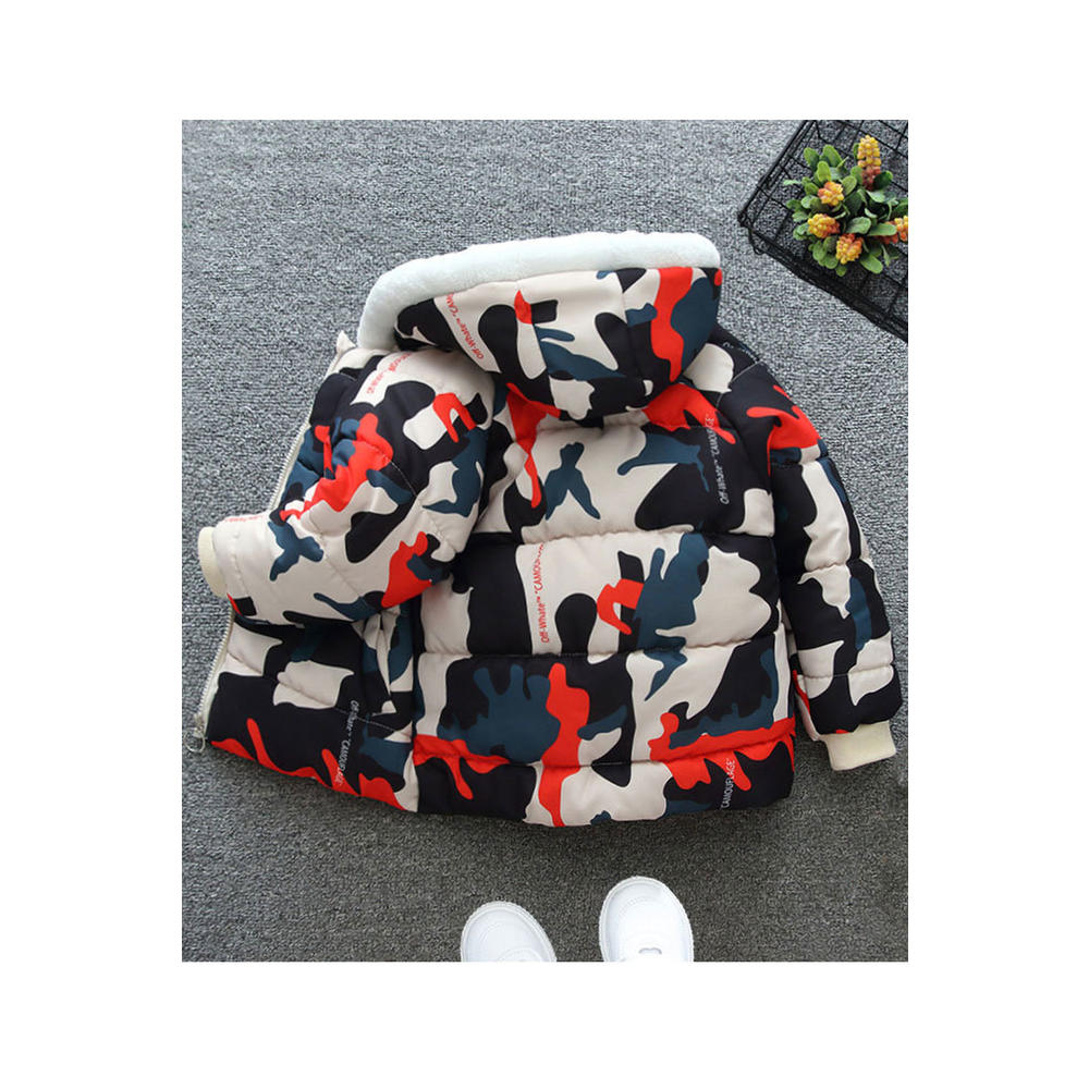 Unomatch Kids Boys Elegant Camouflage Printed Useful Side Pockets Zip Closure Warm Padded Jacket