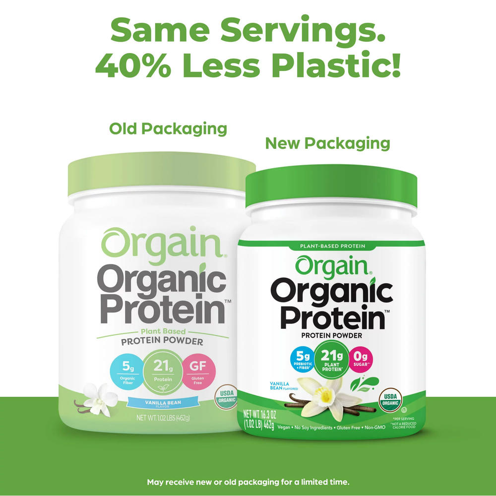 Orgain Organic Plant Based Protein Powder, Vanilla Bean, 21g Protein, Vegan, 1.02lb
