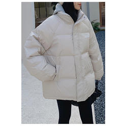 Unomatch Women Winter Casual Solid Pattern Qualited Material Stand Collar Warm Winter Padded Jacket