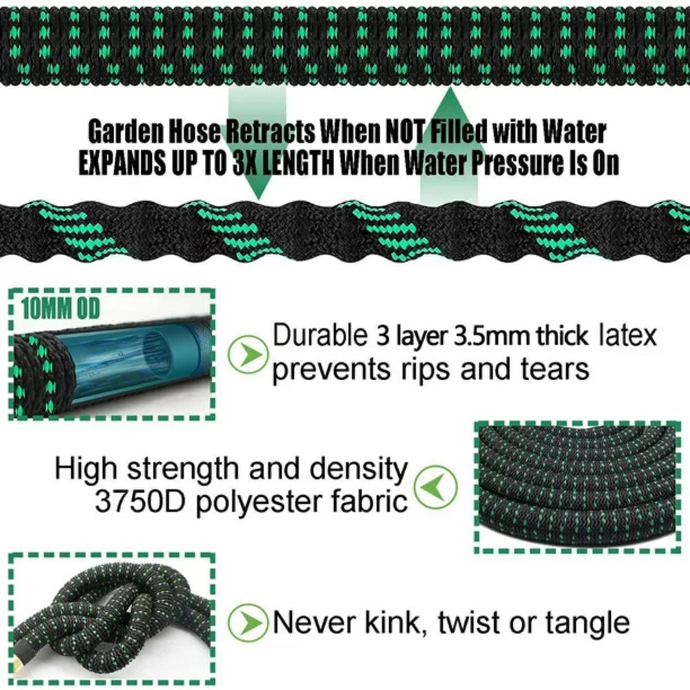 wodondog 50FT Garden Hose Expandable Water Hose with Durable 3-Layers Latex and 10 Function Nozzle