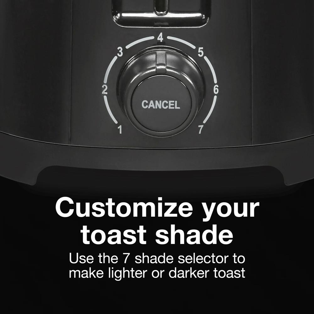 Proctor Silex 2 Slice Toaster, Wide-Slots, Shade Selector, Toast Boost, Auto Shut-off and Cancel Button, Black, 22215