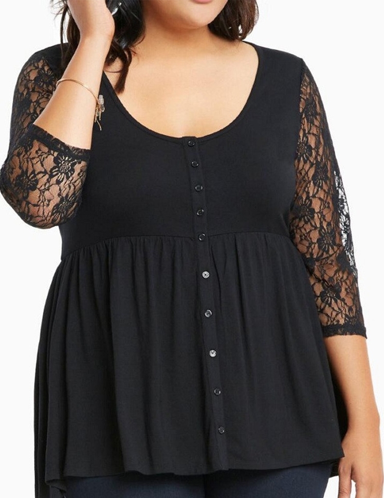 plus size lace up shirt
