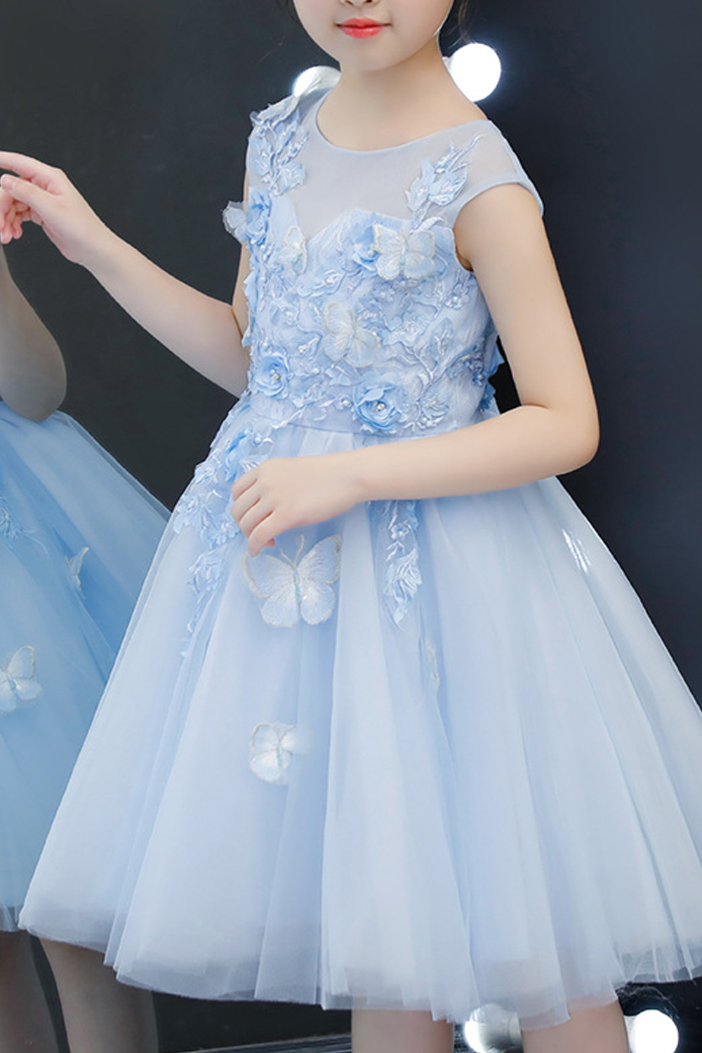 Unomatch Kids Baby Girls Sleeveless Princess Flowers Fancy Dress