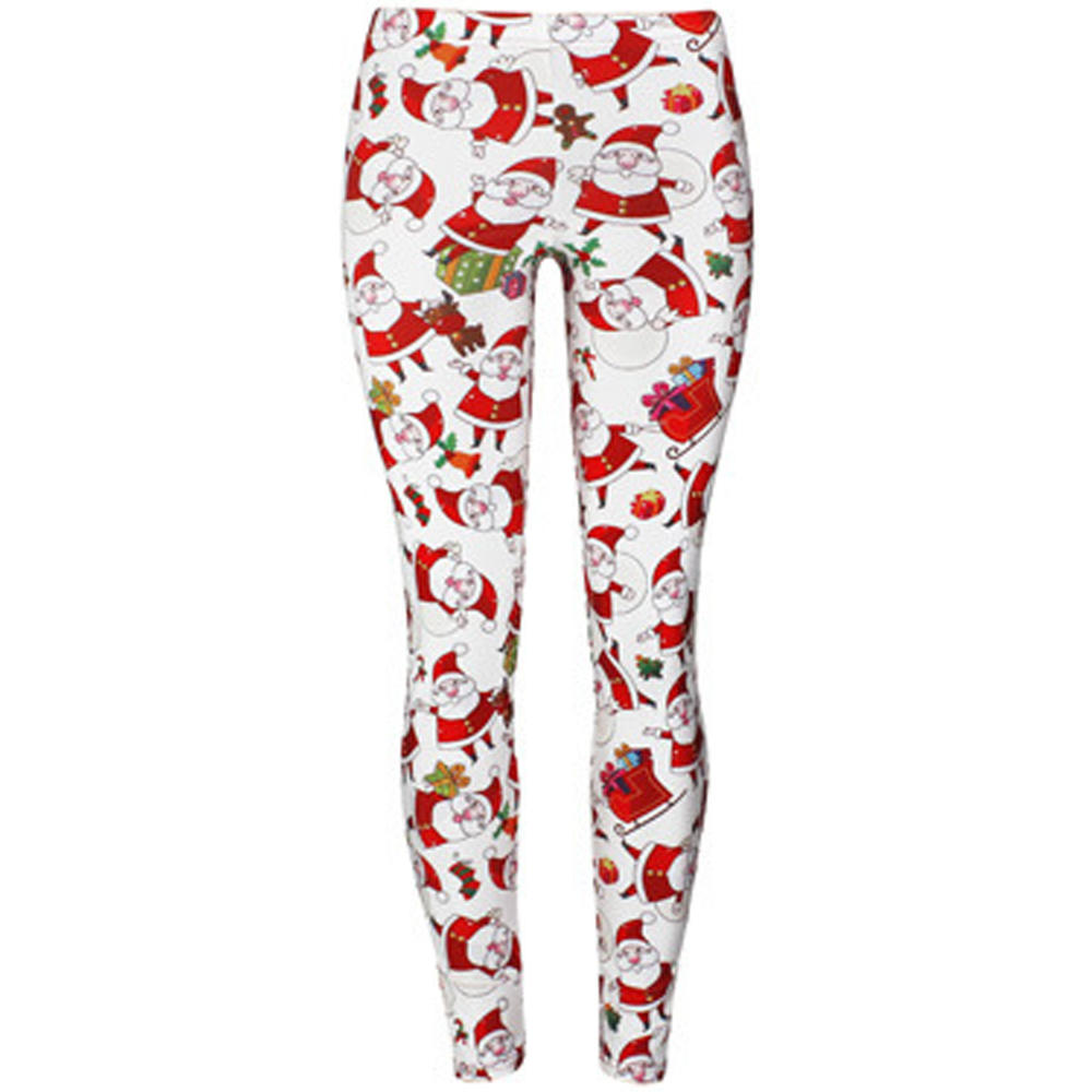 Unomatch Women Stretchable Santa Claus Printed Christmas Pant