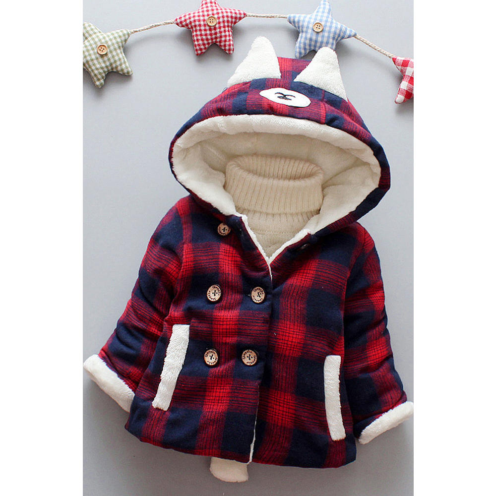 Zumeet Infant Babies Thick Plaid Warm Winter Jacket