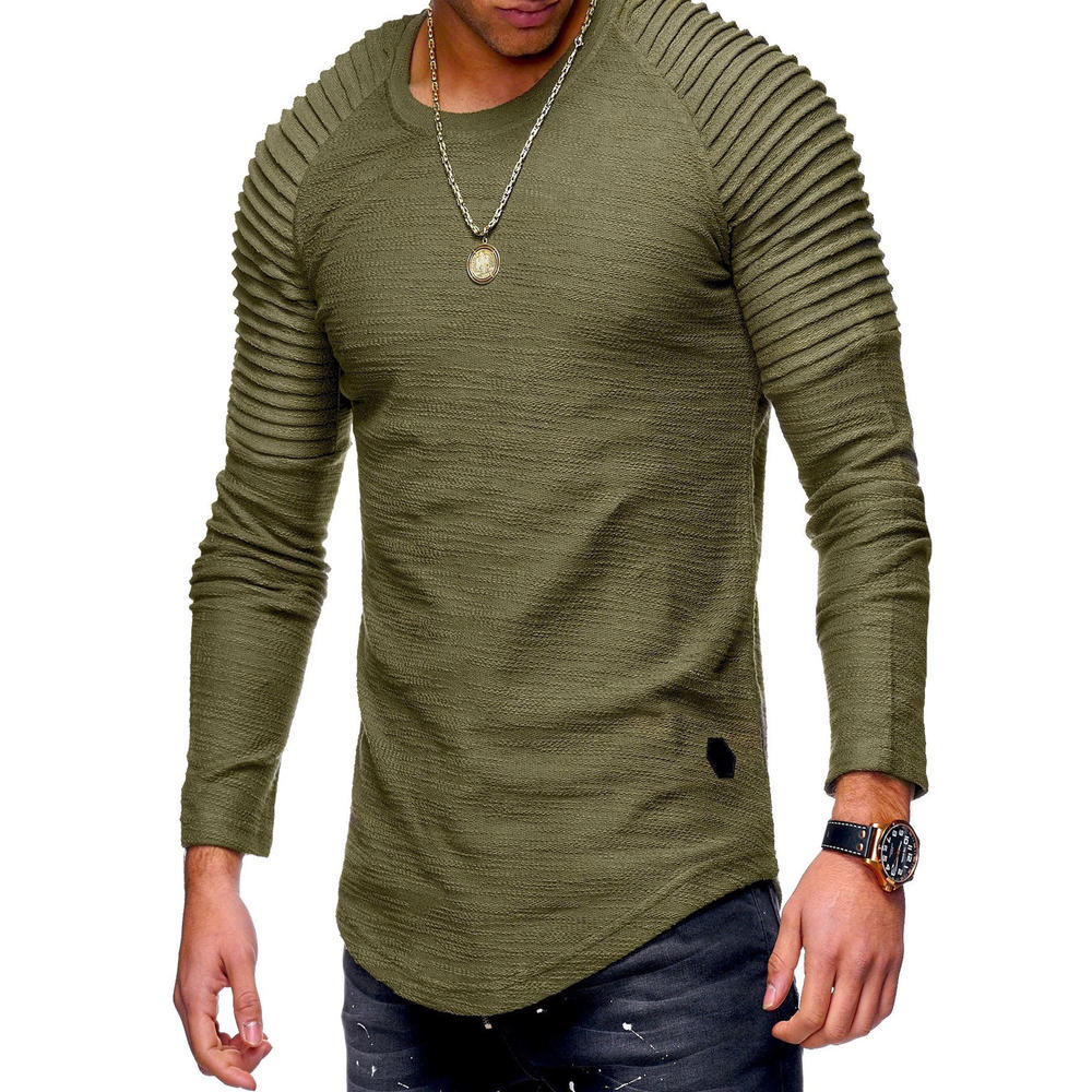 Unomatch Men Elegant Design Long Sleeved Solid T-Shirt