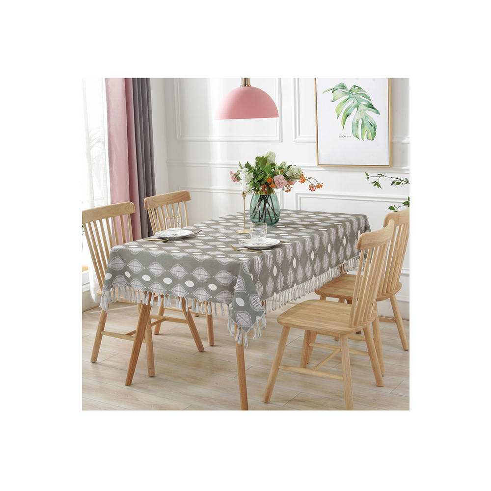 Unomatch Home Decor Dining Table Tassel Rectangular Table Cloth