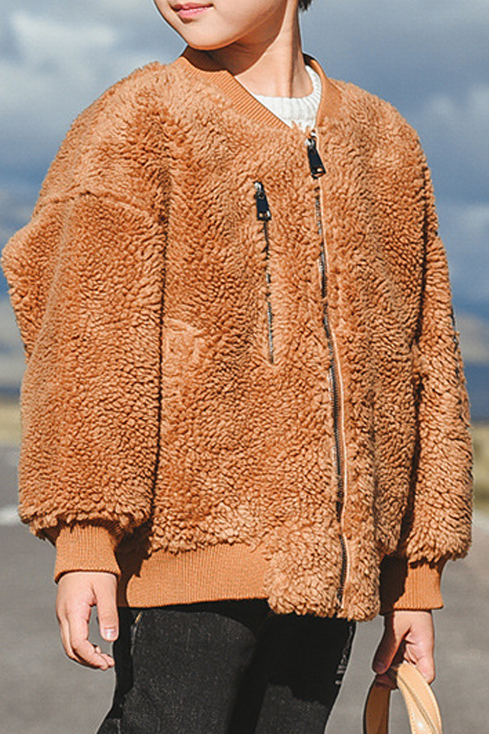 Fluffy jacket kids clearance