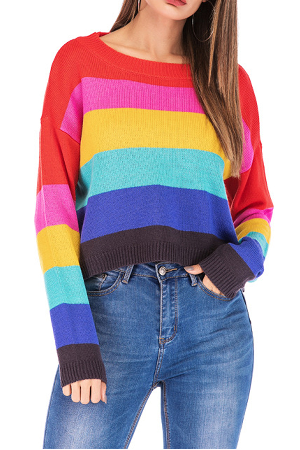 Ladies rainbow 2024 stripe jumper