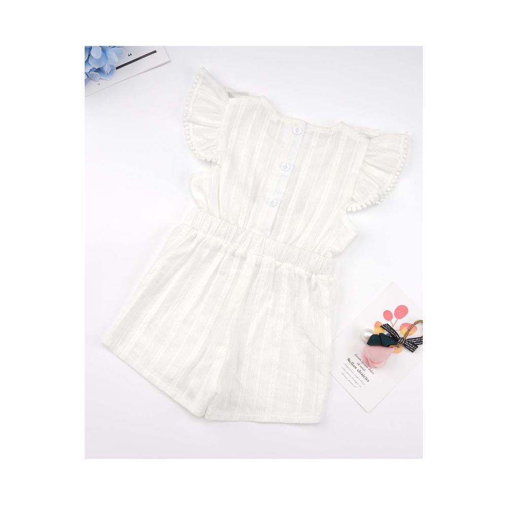 Unomatch Baby Girls Ball Lace Striped Flying Sleeve Casual Romper