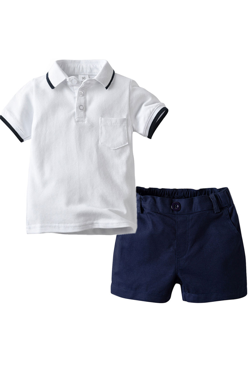 Unomatch Baby Boys Polo Shirt Solid Colored Two Piece Casual Outfit