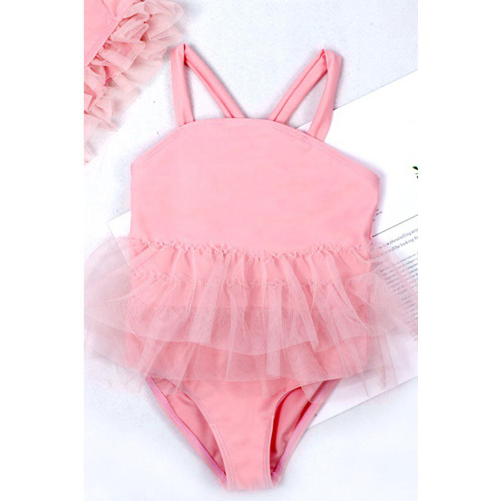Unomatch Baby Girls Solid Color Ruffled Bottom Skirt Swimsuit