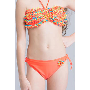 ZaraBeez Kids Girls Flower Decorated Two Piece Tie Knot Pretty