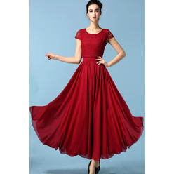 Unomatch Women Relax Fit Solid Color Pleated Long Skirt Dress