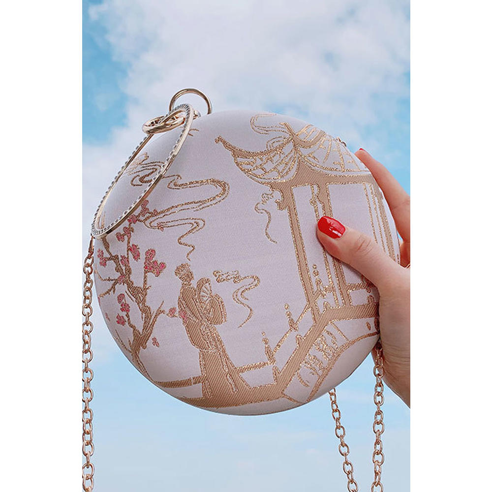 Unomatch Women Embroidered Fashion Round Small Handbag