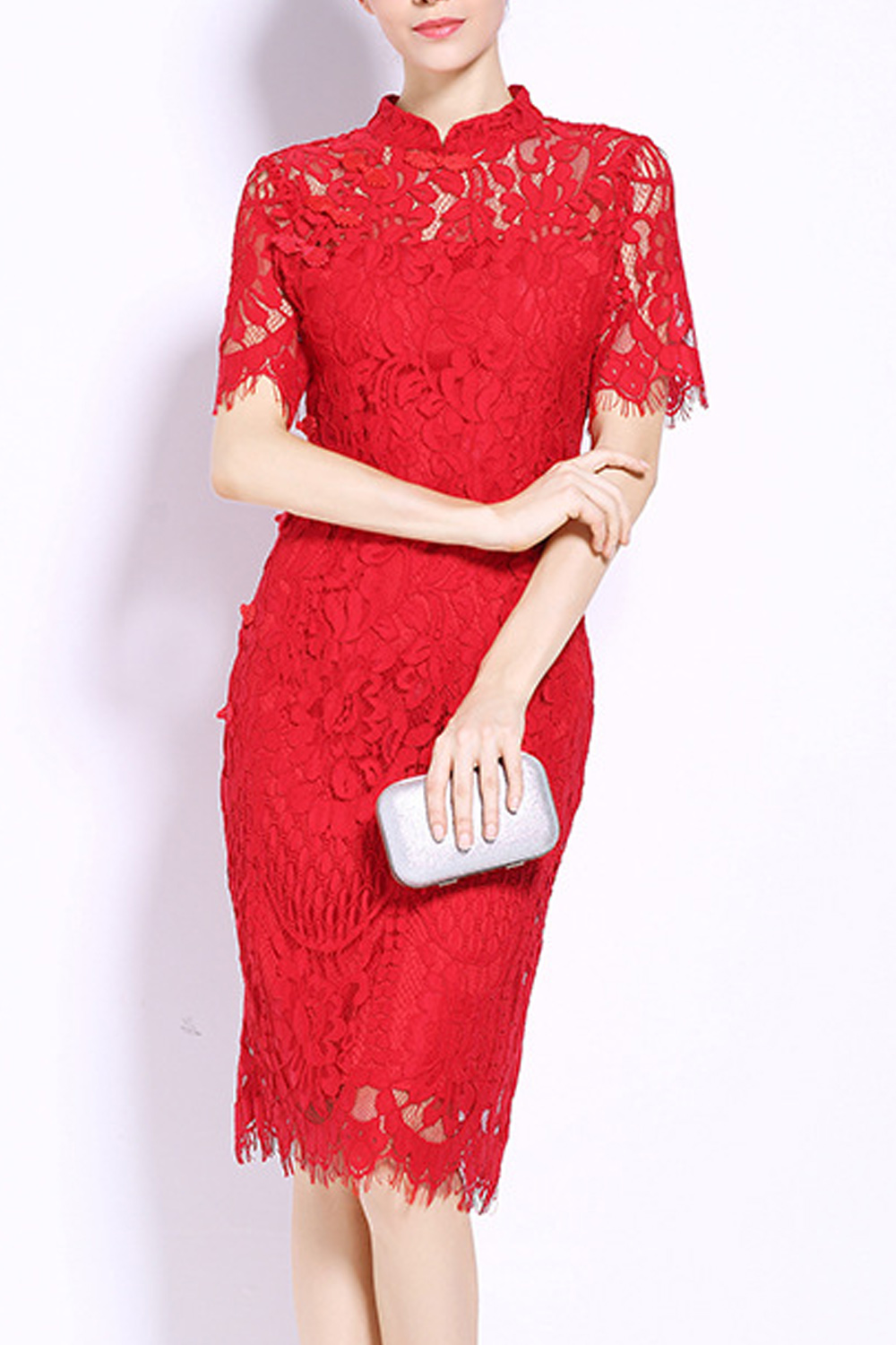 White Mark Women's Sandrine Embroidered Sweater Dress