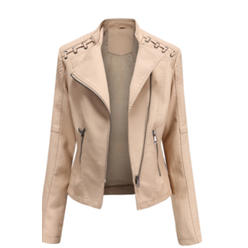 Unomatch Women Breathable Long Sleeve Comfy Slim Fit Elegant Leather Jacket