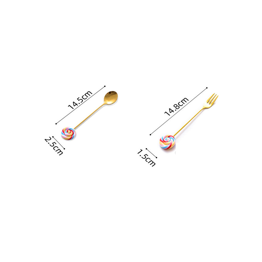 Unomatch Household Elegant Design Stainless Steel Lollipop Handle Dessert Spoon Fork Set Pack Of 20