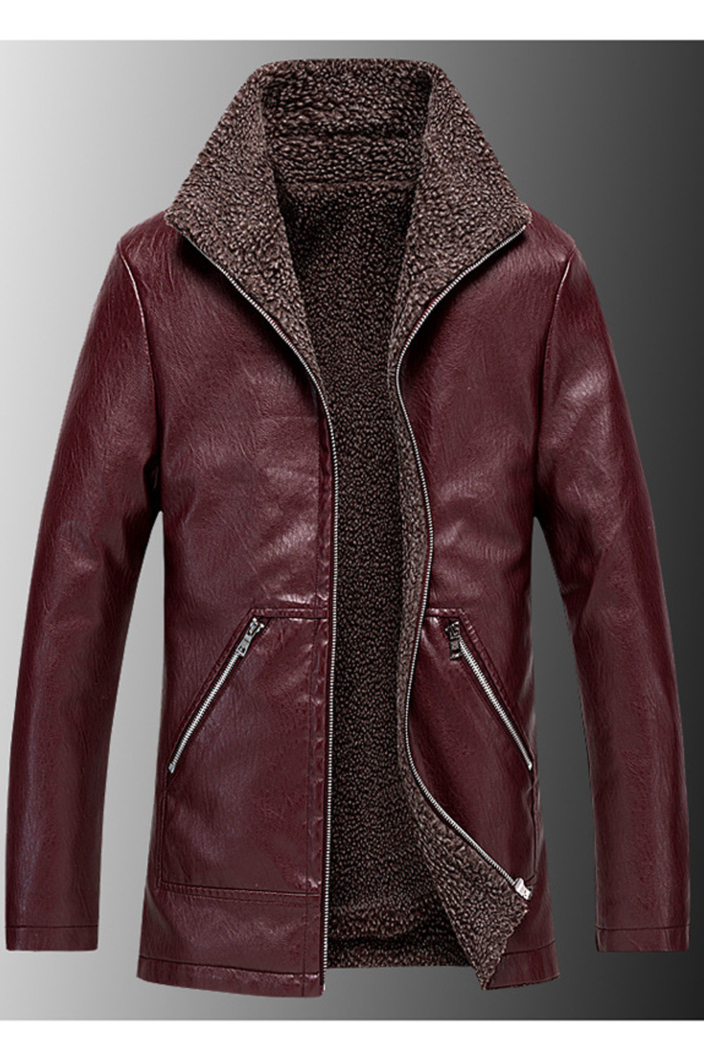 ZaraBeez Men Comfortable Zipper Pocket Long Sleeve Thick Leather