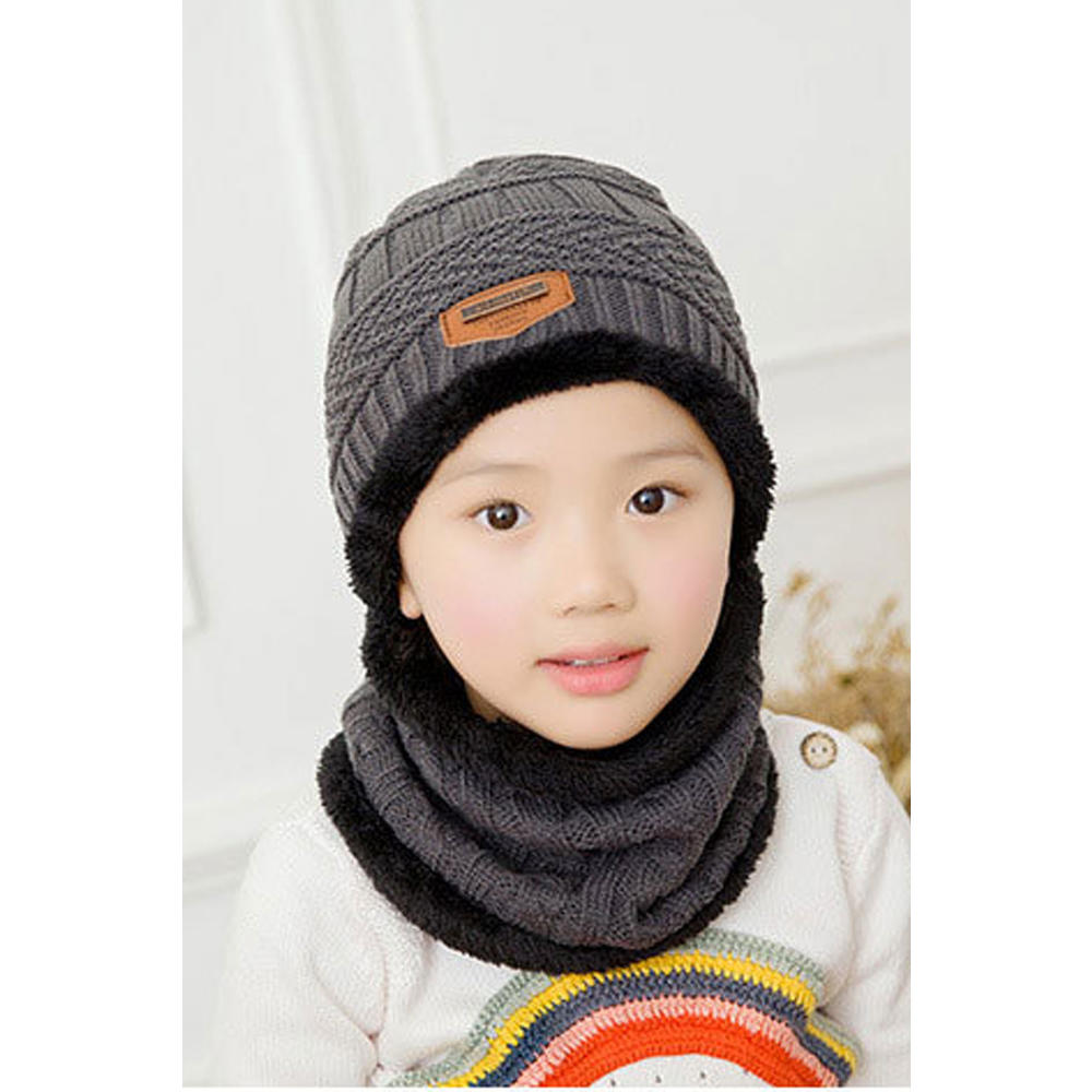 Unomatch Kids Girls Cozy Solid Pattern Comfortable Stylish Winter Hat