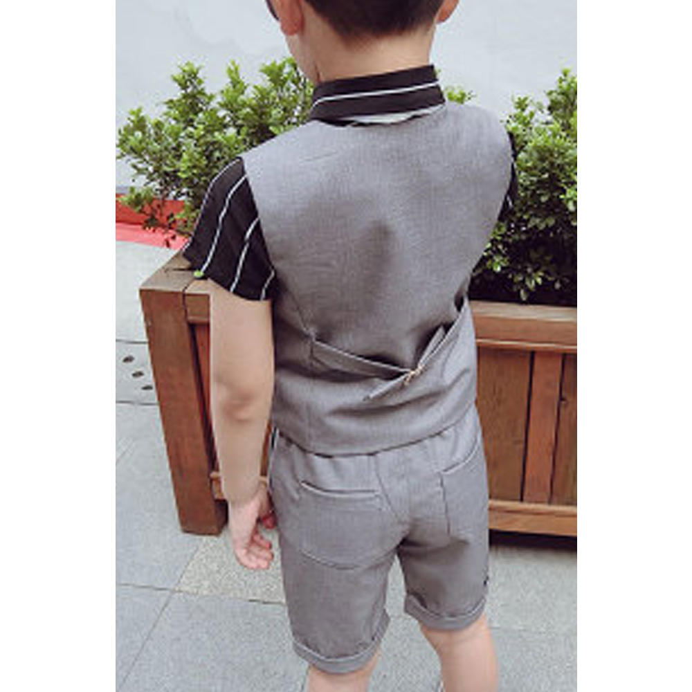 Unomatch Toddler Boys Solid Colored Button Down Elastic Waist Comfy Two Piece Suit