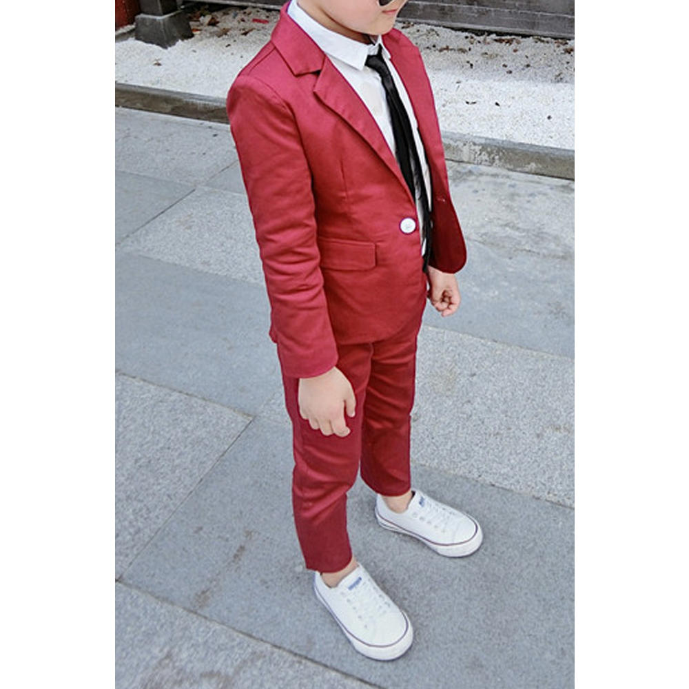 Unomatch Toddler Boys Solid Colored Long Sleeve Breathable Awesome Two Piece Suit
