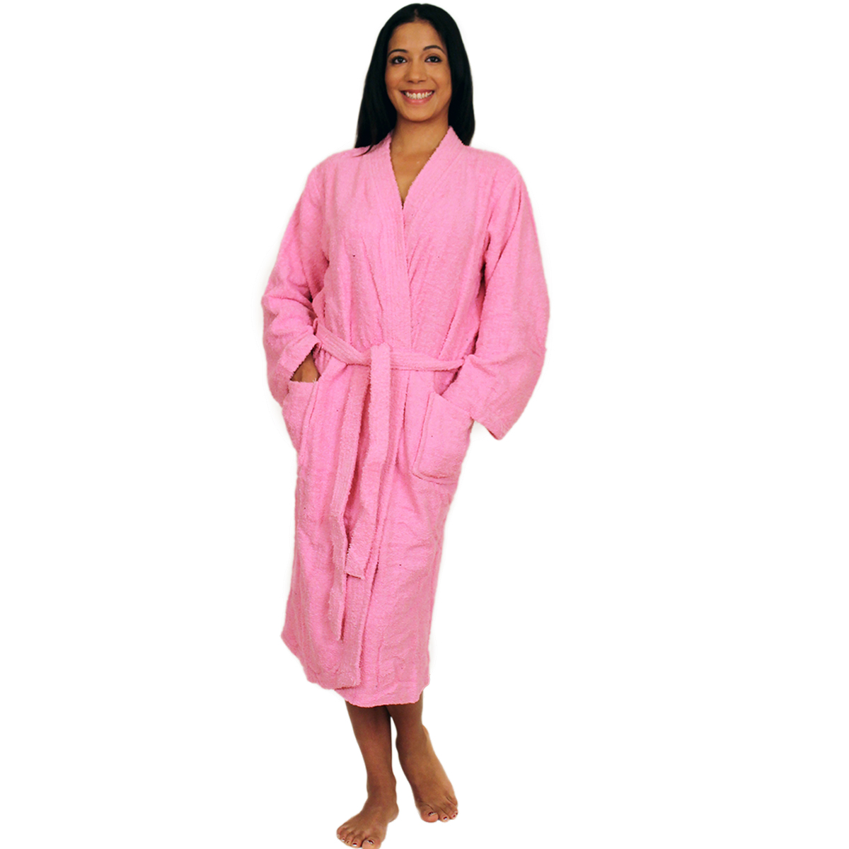 NDK New York Terry Cloth Kimono Bath Robe Unisex 100% Cotton