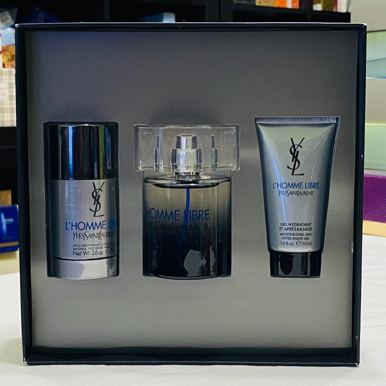 L Homme Libre by Yves Saint Laurent 3 Pcs Men Set 3.3 Deo Stick AS Balm